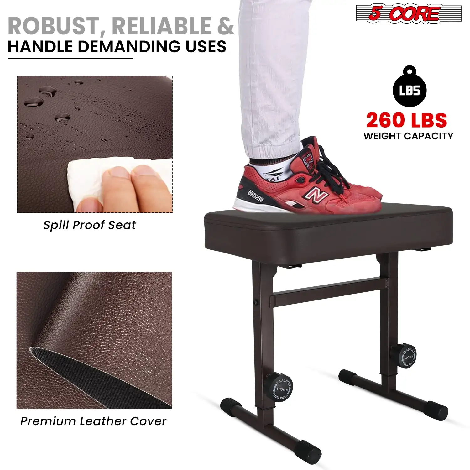 5 الأساسية لوحة المفاتيح مقعد البيانو البراز سميكة مبطن مقعد ارتفاع قابل للتعديل لوحة المفاتيح كرسي KBB H-ADJ BR