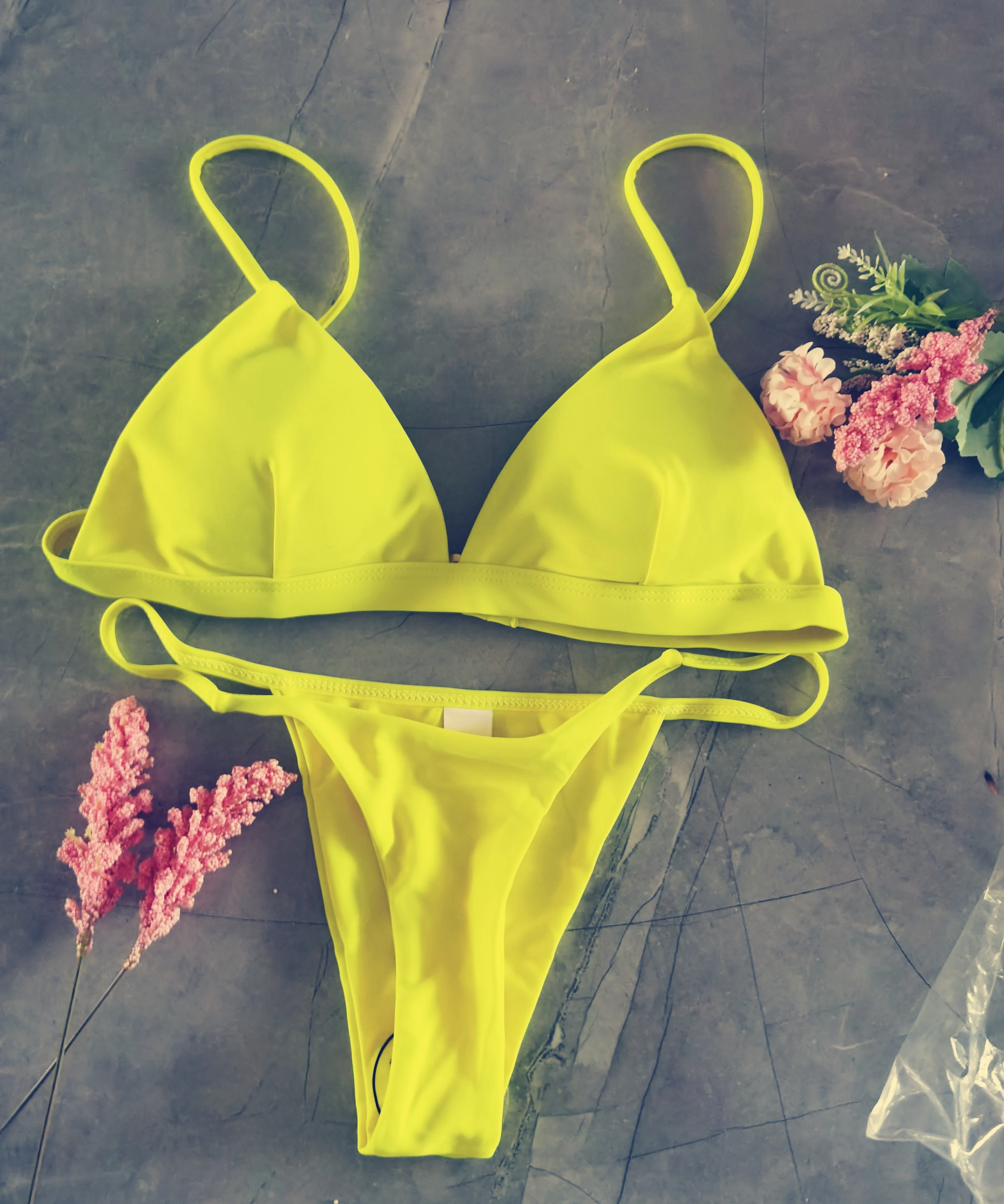 Fanan Women's Bikini Single Layer Milk Silk Women's Split Solid Color Swimsuit