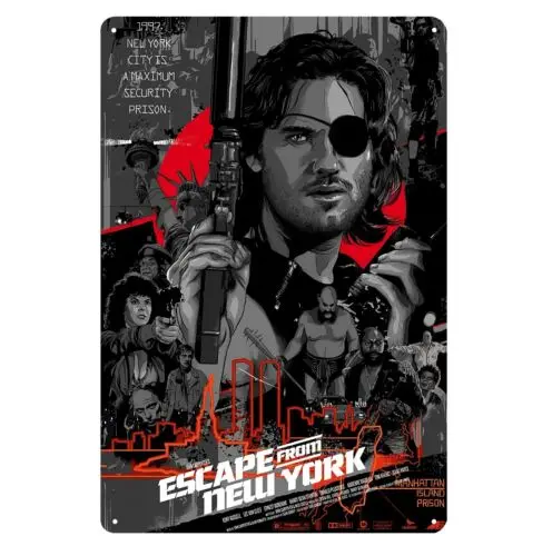 Escape From New York Kurt Russell Movie Metal Poster Tin Sign - 20x30cm Plate