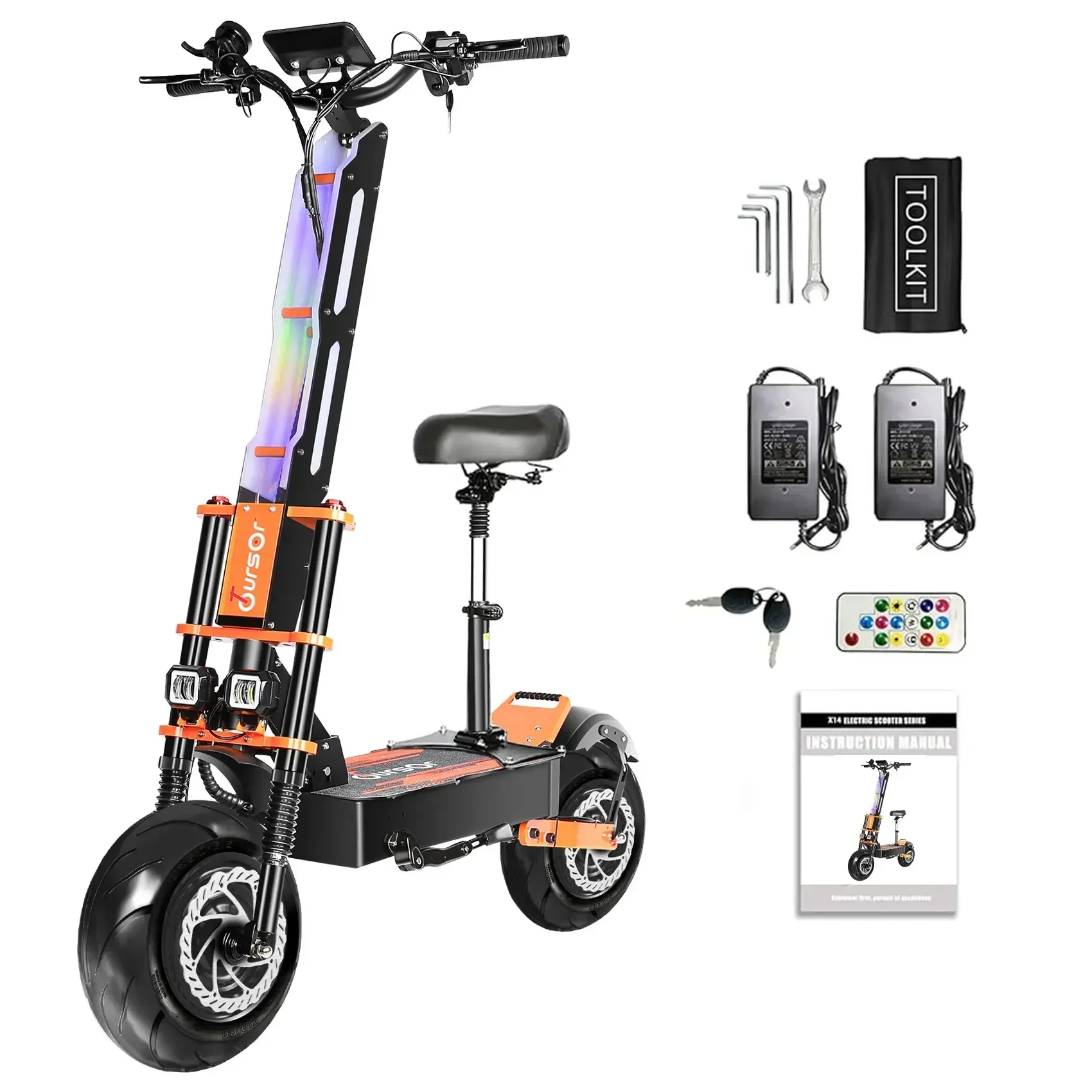

Электрический самокат TOURSOR X8 PRO для взрослых, 4000 Вт * 2, двойной двигатель, 60 В, 38,8 Ач, аккумулятор, электронный самокат, 13-дюймовая дорожная шина, складной самокат