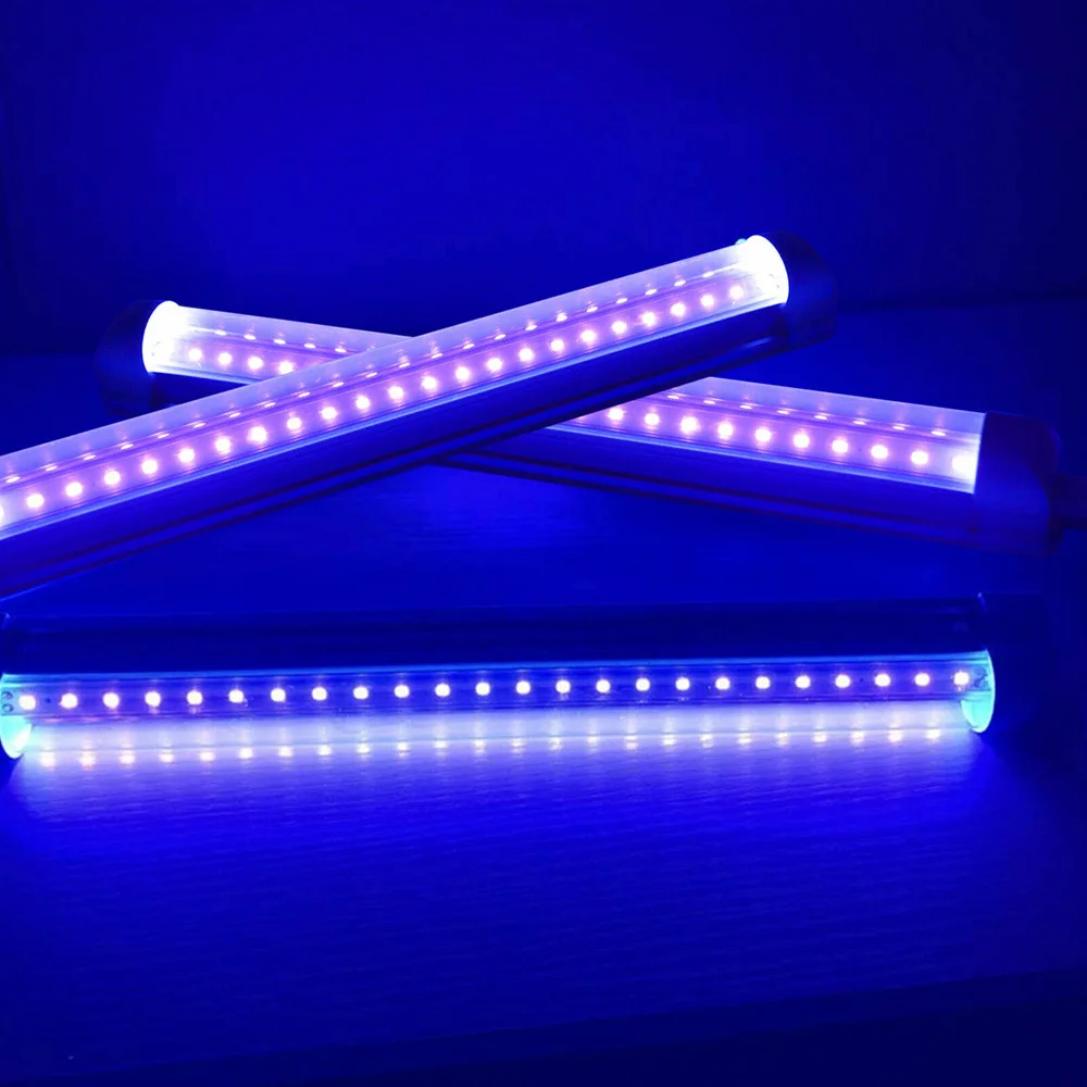 D2 10W UV Black Light 48LED Ultraviolet Tube 365nm 395nm Strip Lamp Halloween Club Party Disco DJ Bar Glow in the Dark Backlight