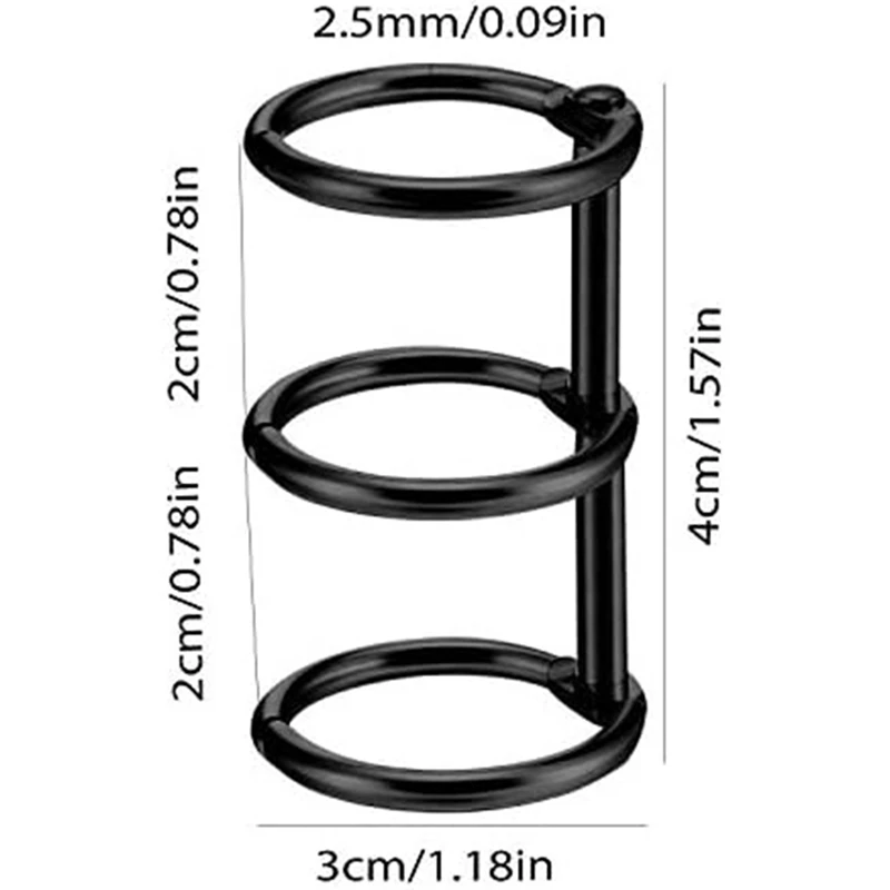 Metal solto Folha Binder Anéis, 3-Rings Anéis Livro, DIY Álbum de fotos, Notebook, Círculo redondo, Calendário, 10Pcs