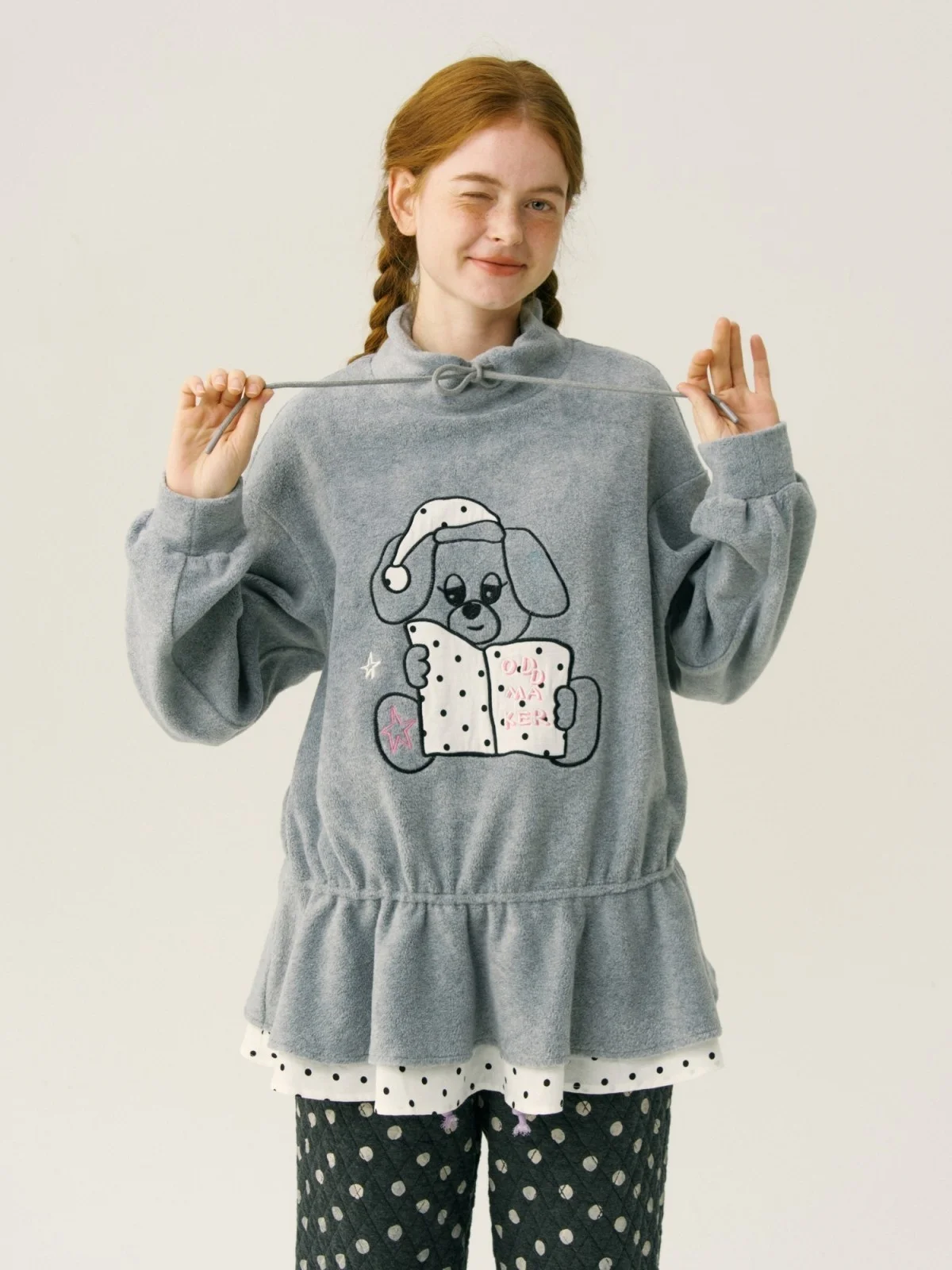 

Женская повседневная толстовка Odder Patchwork Fce с круглым вырезом, милый пуловер с эффектом перекрытия, короткий рукав, 100% полиэстер