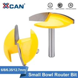 XCAN Milling Cutter 6/8/6.35/12.7mm Shank Small Bowl Router Bit 1-1/2 Radius 1-3/4 Wide Door Knife Woodworking Tool