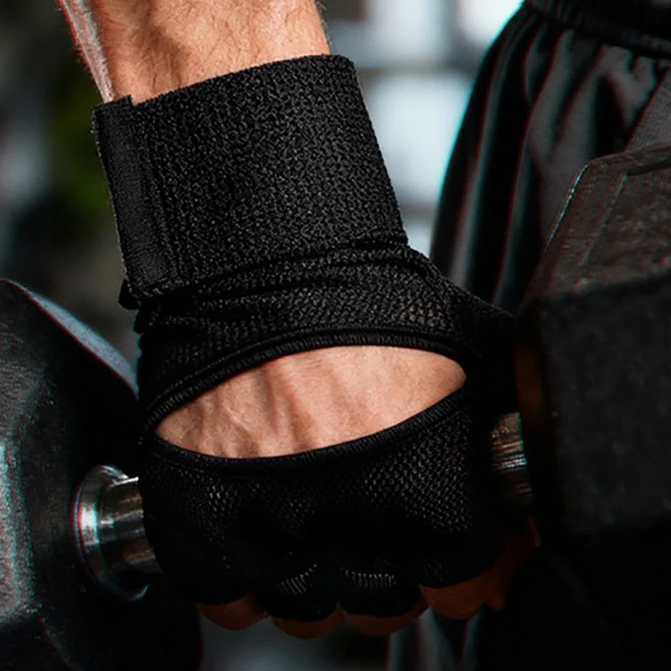 GTUBIKE-guantes de entrenamiento para hombre y mujer, almohadilla antideslizante, levantamiento de pesas, gimnasio, guantes de ciclismo sin dedos con soporte para muñequeras