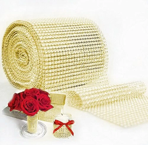 1 Roll 9M 12CM Bling Diamond Mesh Wrap Ribbon Silver Rhinestone Mesh Roll Tape Tulle Crystal Ribbon Cake Wedding Decoration