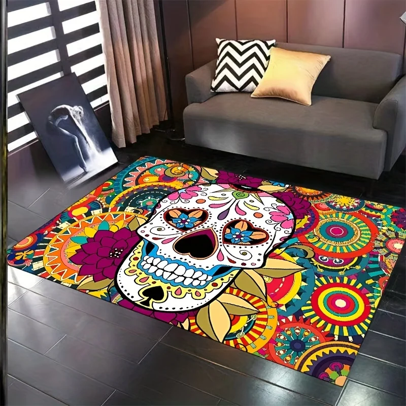 Mexican Day of The Dead Carpet for Living Room Home Decor Sofa Table Large Area Rugs Bedroom Bedside Foot Pad Anti-slip Doormat