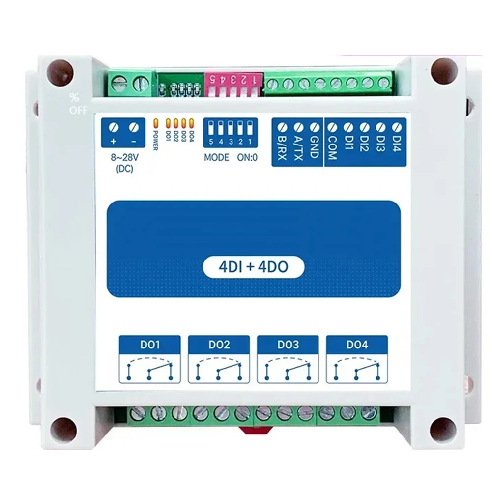 RTU Control I/O Network Modules Serial Port RS485 Interface 4DI+4DO CDEBYTE MA01-AXCX4040 Rail Installation 8~28VDC IoT