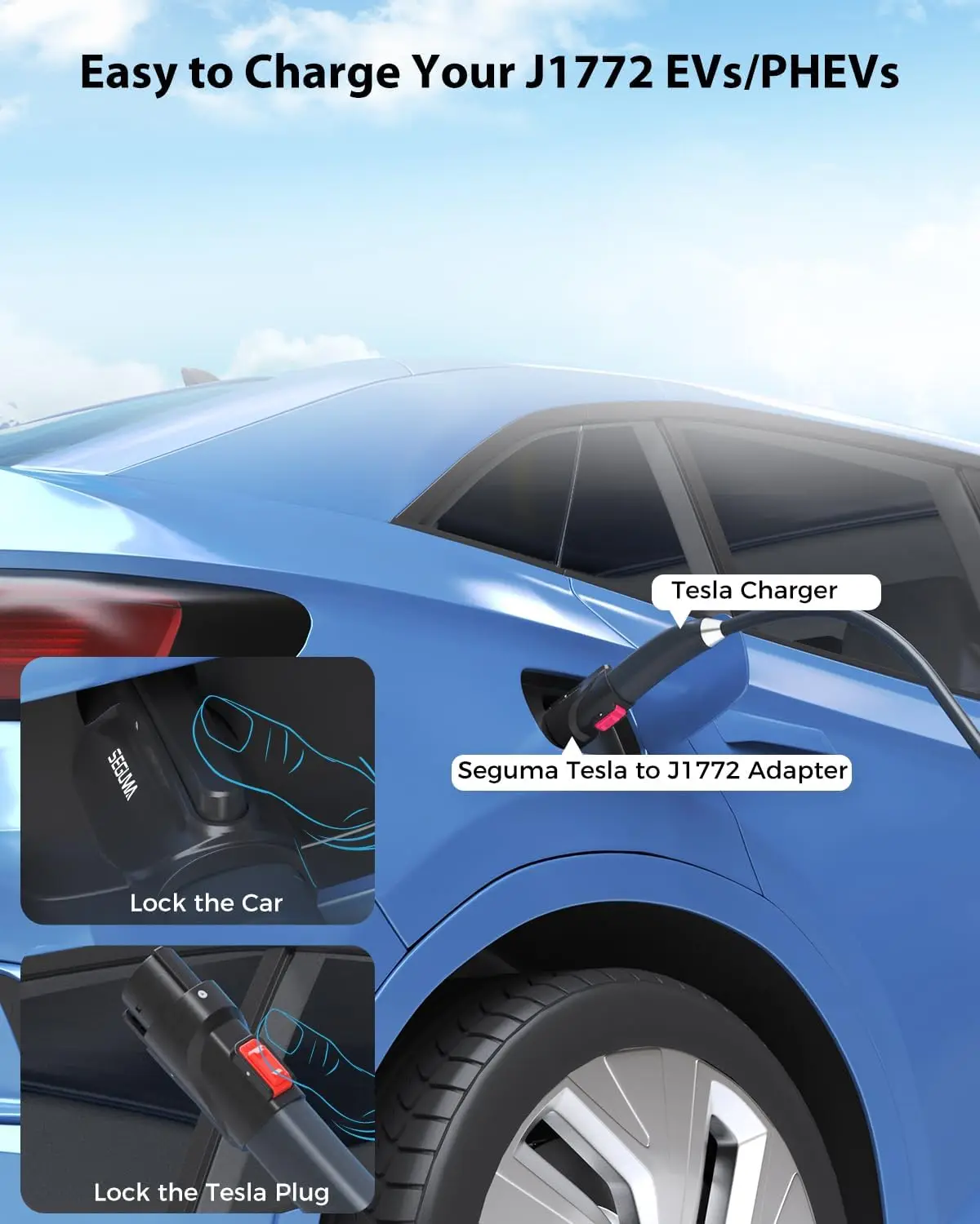 J1772 Adapter EV Max 80A 250V Tesla do J1772 Adapter ładowania kompatybilny ze złączem ściennym Tesla Ładowarka przeznaczonowa Type1 EVs