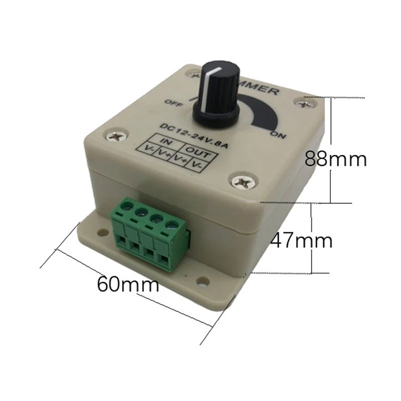 Single Color LED Dimmer Switch Controlador de Brilho Ajustável para Carro e RV, Strip Light Dimming, DC 12V, 24V, 8A, 30A