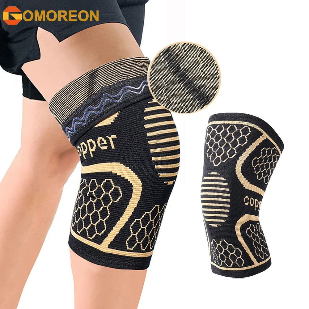 

GOMOREON 1Pcs Sports Copper Knee Brace for Arthritis Pain Relief and Support knee sleeve Compression for Fitness Workout