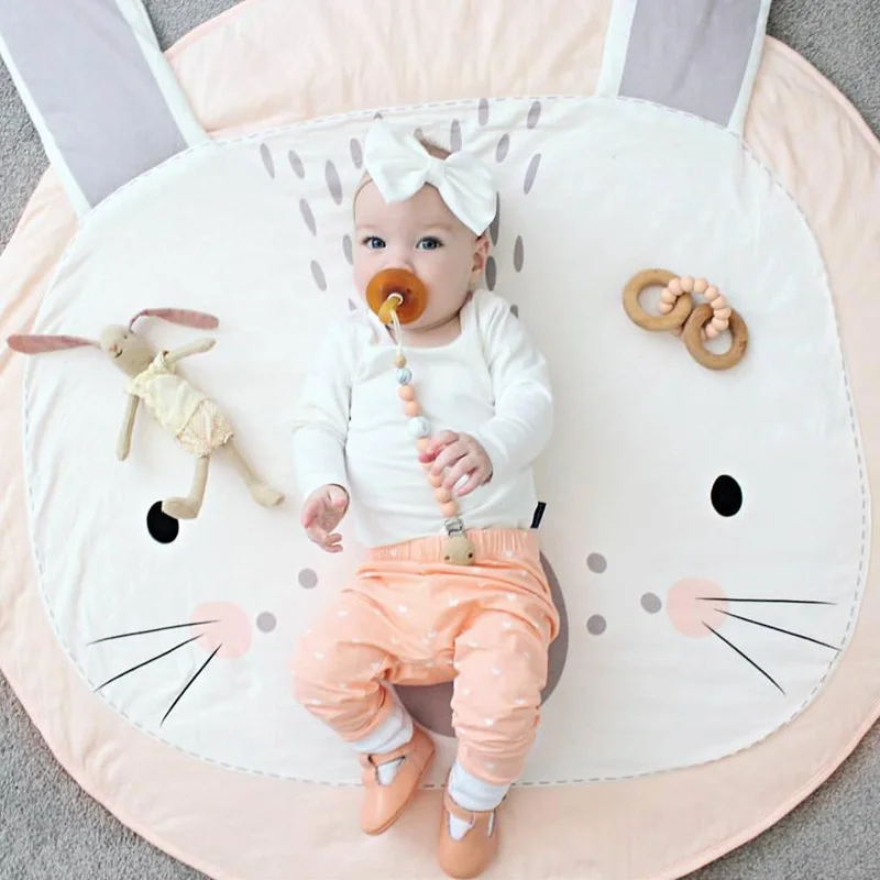 Baby Play Mat Cartoon Animals Carpt Newborn Infant Crawling Blanket Cotton Round Floor Carpet Rugs Props Kids Room Nursery Decor