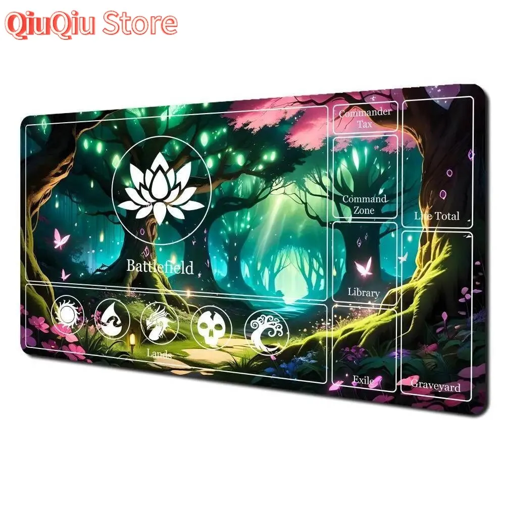Thickened gamming playmat Forest mouse pad TCG CCG play mat Duel pads Beginner Card Battles Commander Game Deskpad with zones