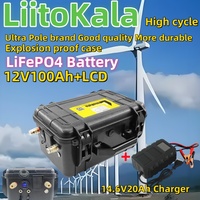 LiitoKala 12.8V 100Ah LiFePO4 Battery Pack Build-in 100A BMS 12V 100Ah Waterproof for Solar Camper Yacht Inverter Engine Moto