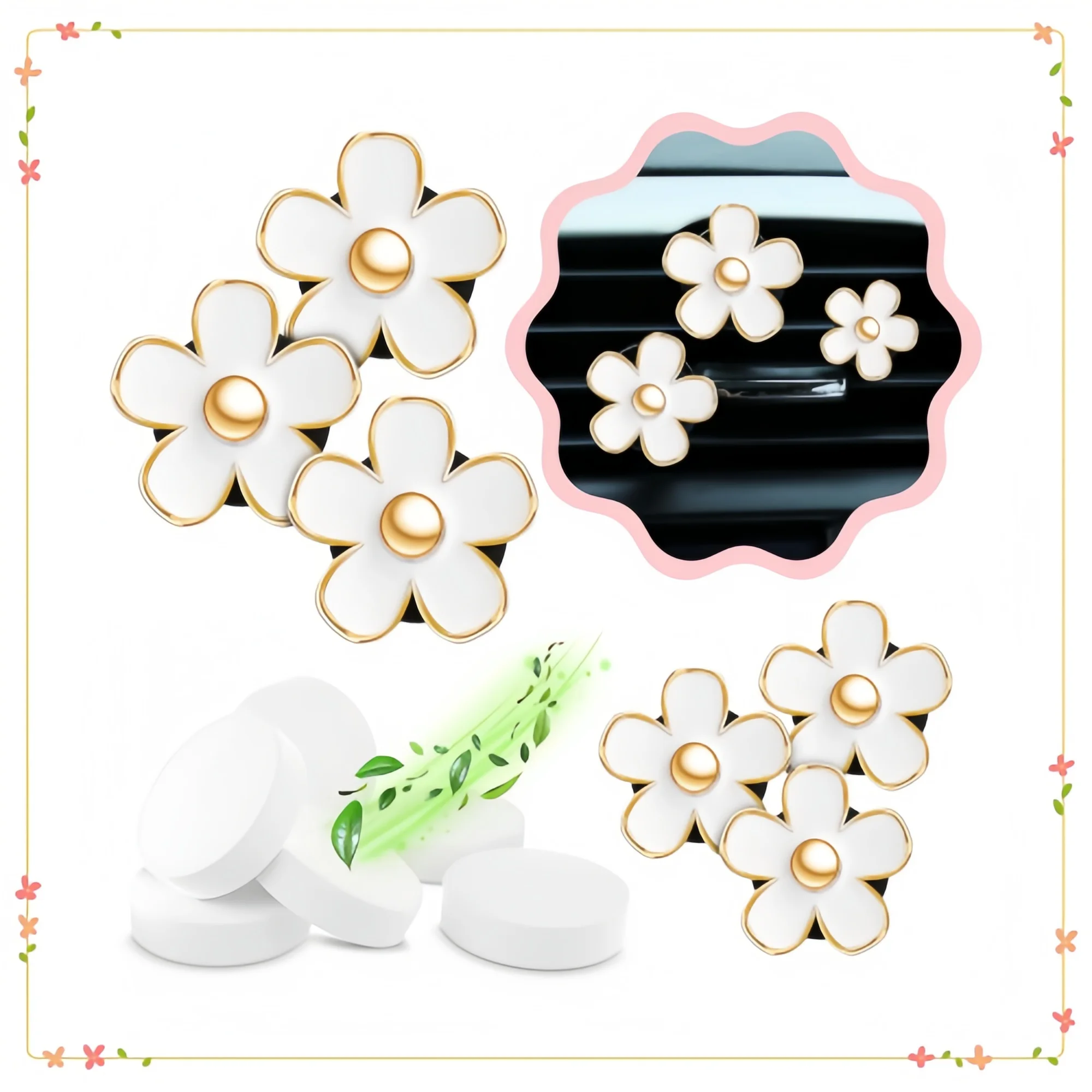 

6Pcs Daisy Air Vent Clips - Colorful Car AC Vent Flowers Decor for Girls Women Interior Accessories