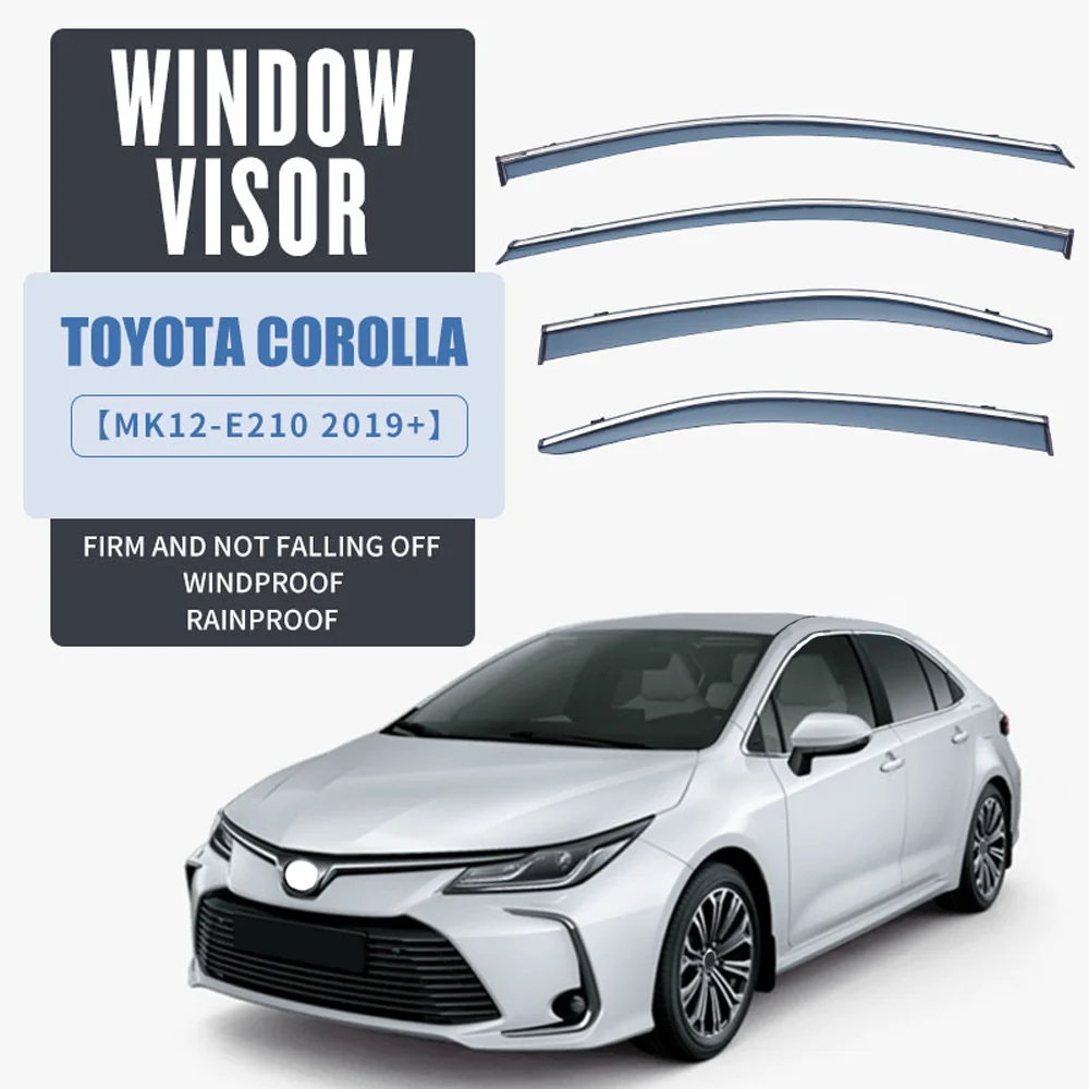 

Chrome Strips Rain Guards for TOYOTA COROLLA E210 2019-2023 SEDAN Window Visor Wind Deflectors Door Visor