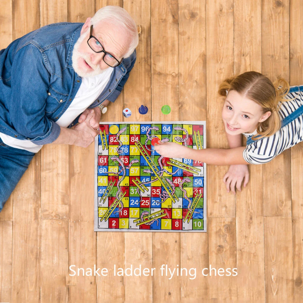 Portable Kids Snake Ladder Flight Chess Set Parent-Child Interactive Board Game