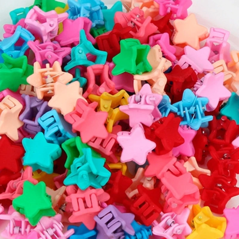 Children Hair Claws Candy Colored Pentagram 50pcs Mixed Colors With Bottles view 3