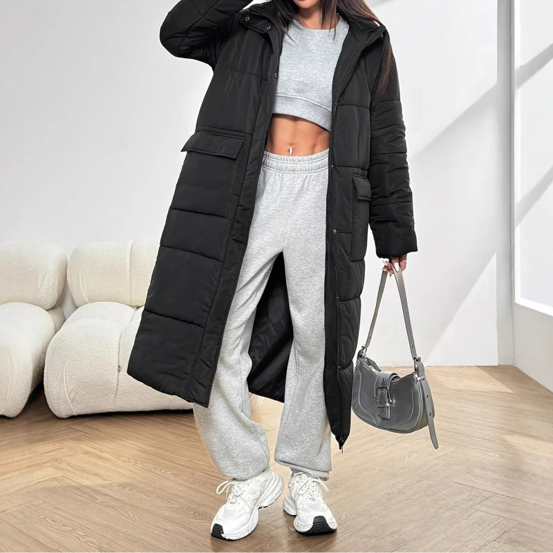 

Women's Winter Thick Black Hooded Clothing Is Warm and Cold-proof, Suitable for Winter