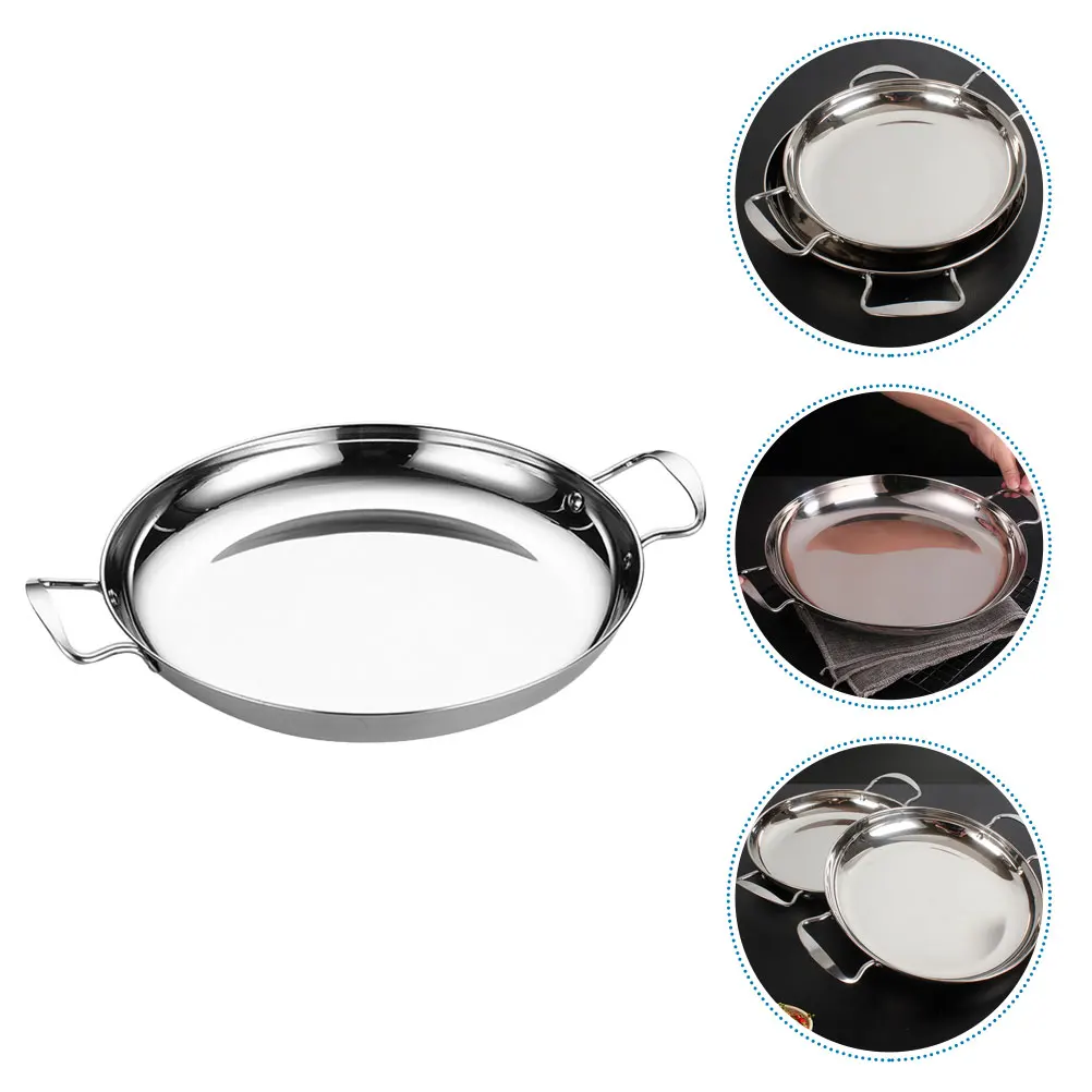 

Pan Cooking Pot Household Cookware Double Handle Hot Stainless Steel Kitchen Dry Korean Seafood