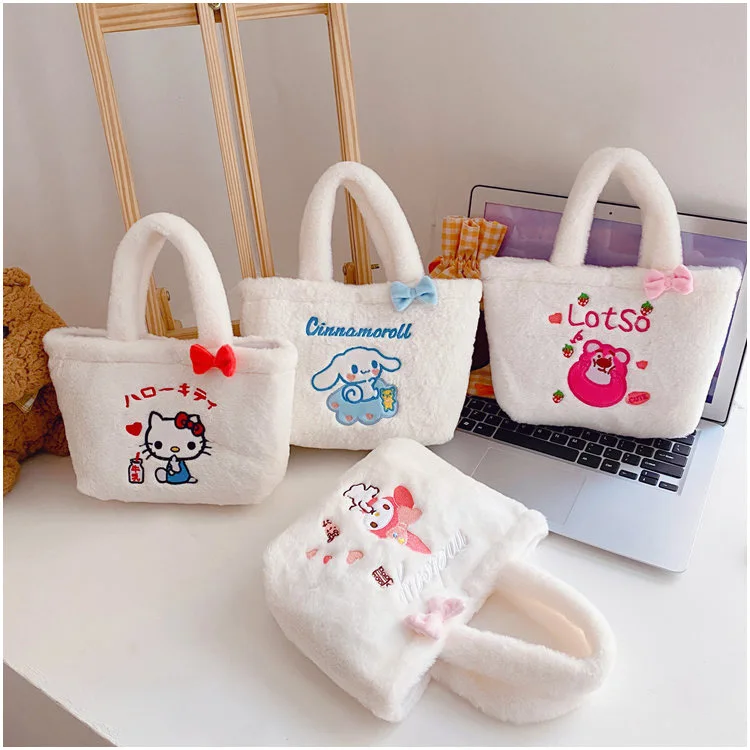 Hello Kitty Kulomi Melody Cinnamoroll Plush Shoulder Bags Women's Mini Nylon Anime Handbag Cartoon Messenger Bag Sanrio Original