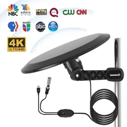 Outdoor TV Antenna 360° Directional Reception Long 100+ Miles Enhance VHF&UHF 4K HDTV Stability for Attic/RV 39ft RG6 Coax Cable