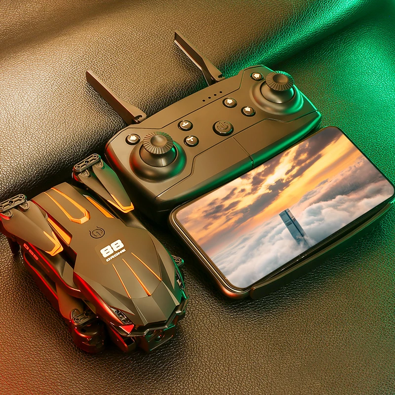 

D88 HD dual-camera aerial drone, one-key takeoff/landing, 360° flips, speed control, foldable design, USB charging, Wi-Fi