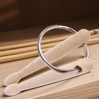 

Creative Drum Stick Design Keychain Small Key Ring Unique Wooden Zinc Alloy Key Decoration For Bags Keys Phone Hanging Ornament