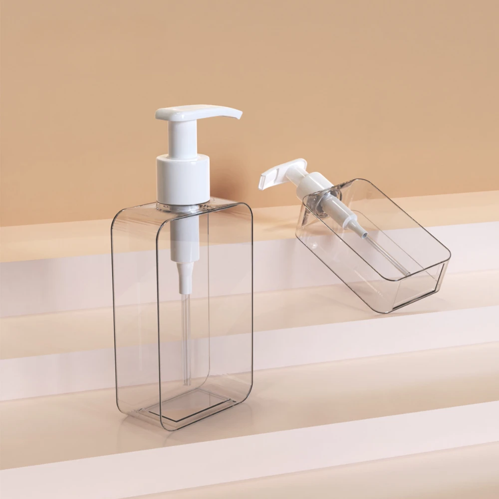 1pc Transparent Square Soap Dispenser, Countertop Lotion Bottle With Pump, Bathroom Lotion Liquid Soap Dispenser, Refillable Emp