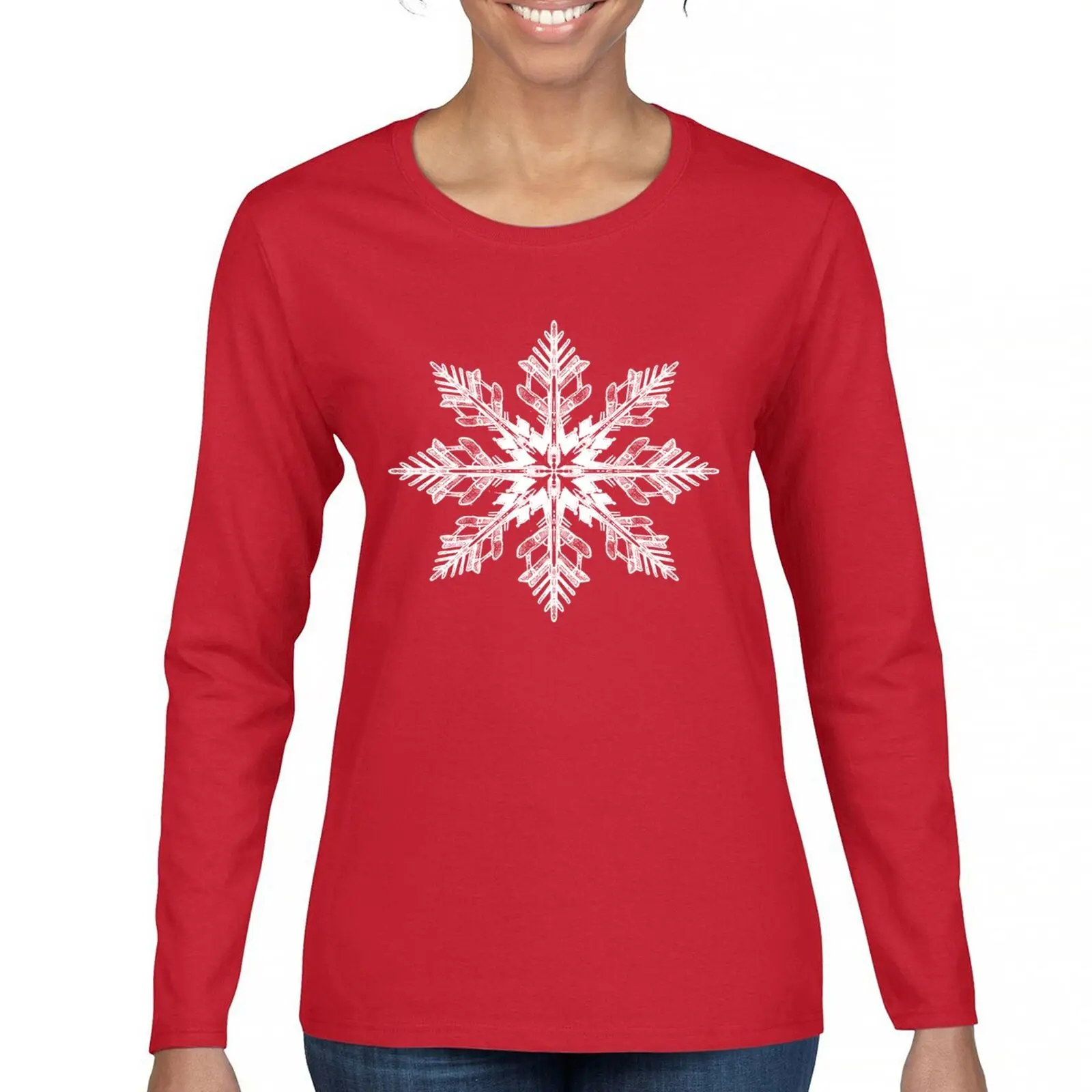 Snowflake Women's Long Sleeve T-shirt Christmas Holiday Spirit Xmas Gift Idea