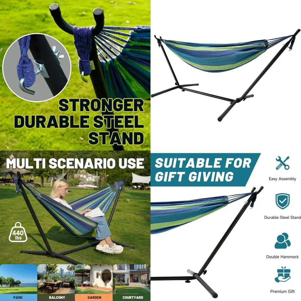 

Hammock with Heavy-Duty Steel Stand or Outside，Hammocks 450 Lb acity，Portable Hammock，2 People Standing Hammocks，Suitable or Bea