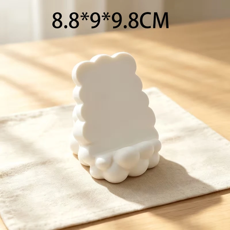3D Printed Cloud Shape Phone Stand Cute White Desktop Cell Phone Holder Sweet Style Desk Accessory Bedroom Office Table Decor