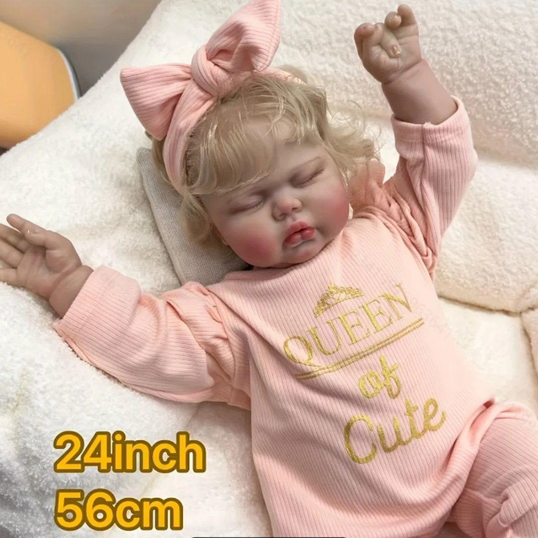 Bonecas reborn realistas, bonecas recém-nascidas realistas de 24 polegadas, corpo de pano artesanal, boneca reborn com peso macio