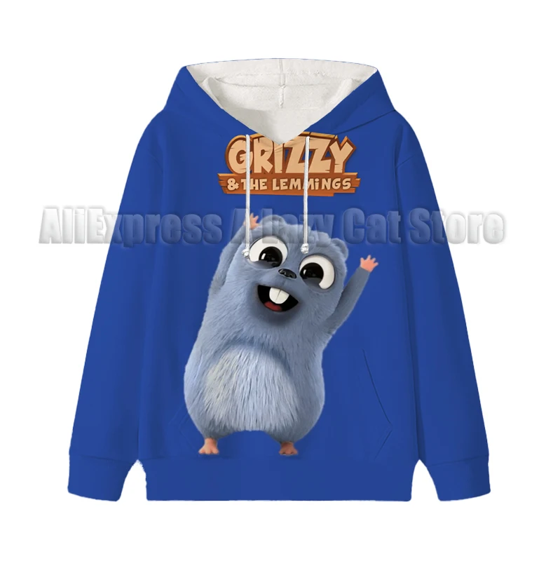 Grizzy En De Lemmings Hoodie Kawaii Anime Kinderen Cartoon Herfst Capuchon Sweatshirt Mode Kids Jongens Meisjes Jas Cadeau