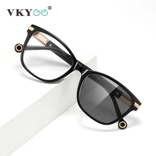 Imagen 2 del producto VKYEE, nuevo diseño de moda cuadrado geométrico Simple, gafas de lectura fotocromáticas antiluz azul para mujer, prescripción personalizable