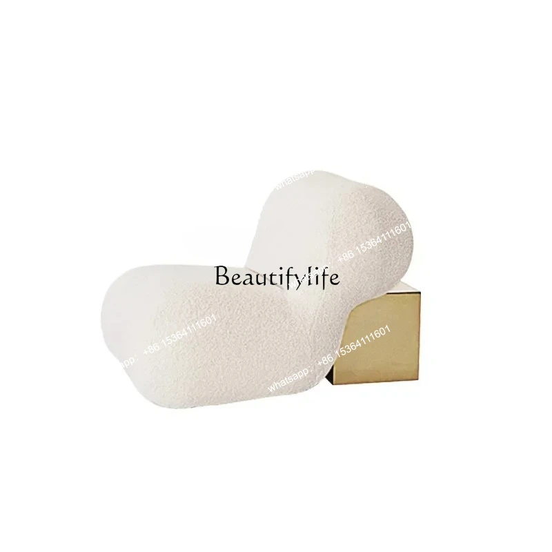 

Minimalist wabi-sabi wind metal mirror, hotel villa living room lazy reception leisure sofa chair