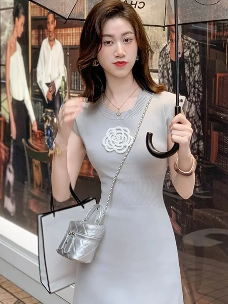 2025 summer new Elegant Women mini dress Sweater Female Clothes vestidos robe outerwears Y2K pullovers Woman clothing