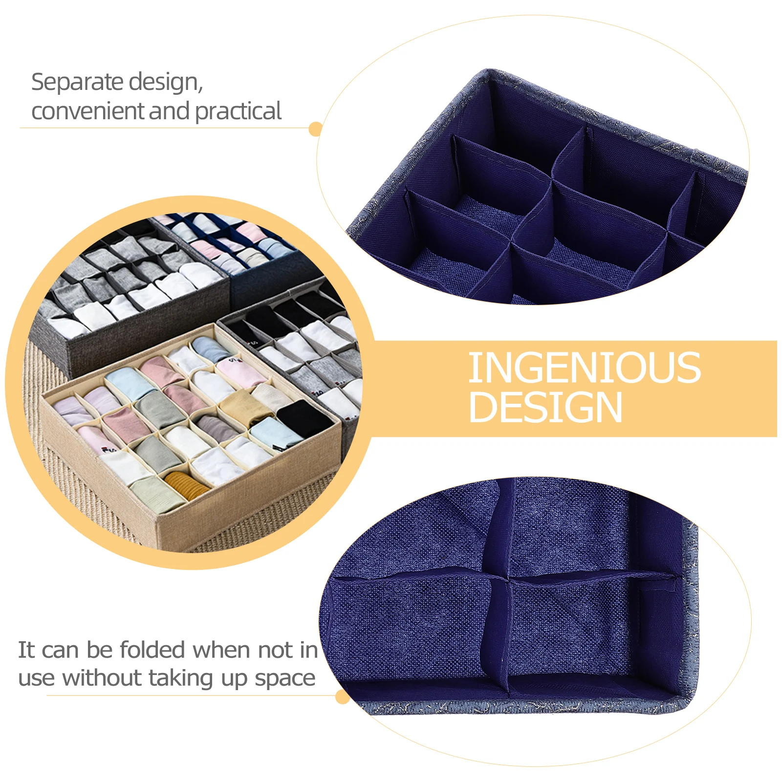 

24 Cells ganizer Drawer Divider Closet Saver Socks Storage Container Box Socks Bra Container Household Storage