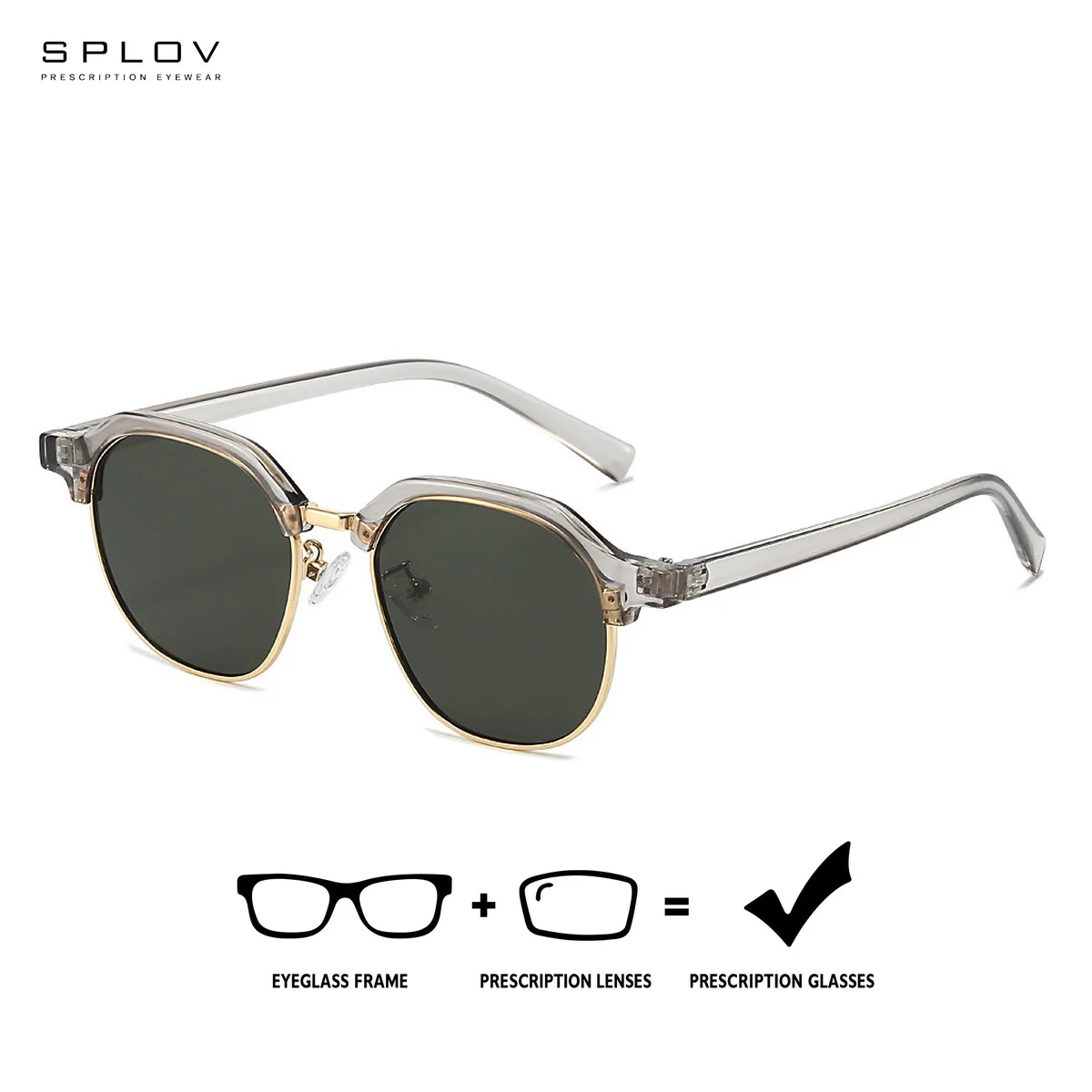 SPLOV Classic Progressive Prescription Sunglasses with Professionally Customized Polarized Optical Lenses Myopia Glasses