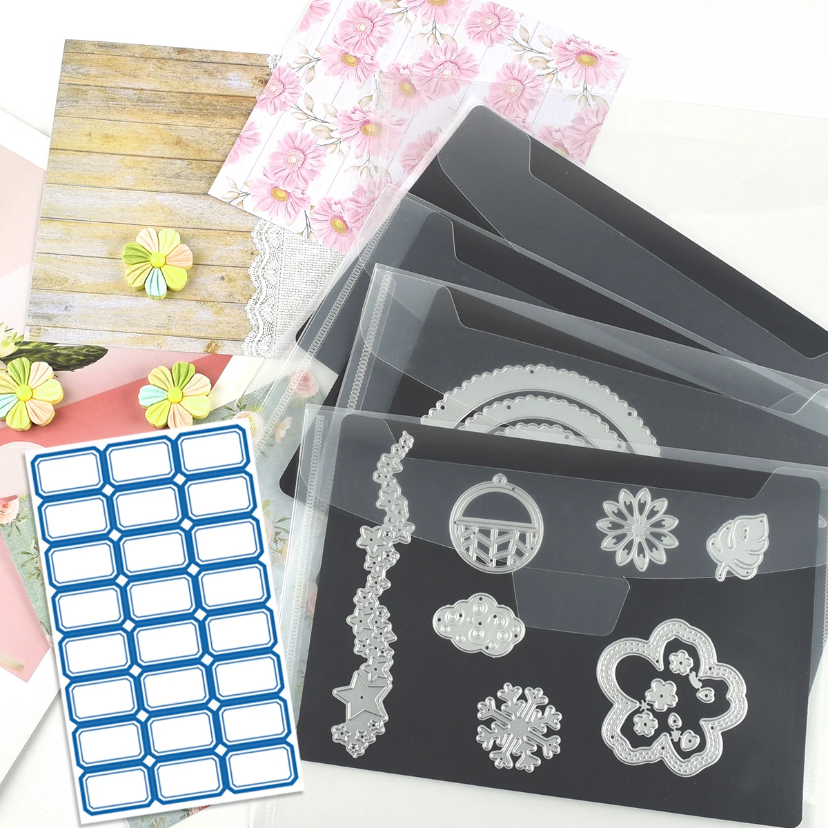 Scrapbook Storage Envelopes and A5 Size Rubber Magnetic Sheets For DIY Metal Cutting Dies Storage