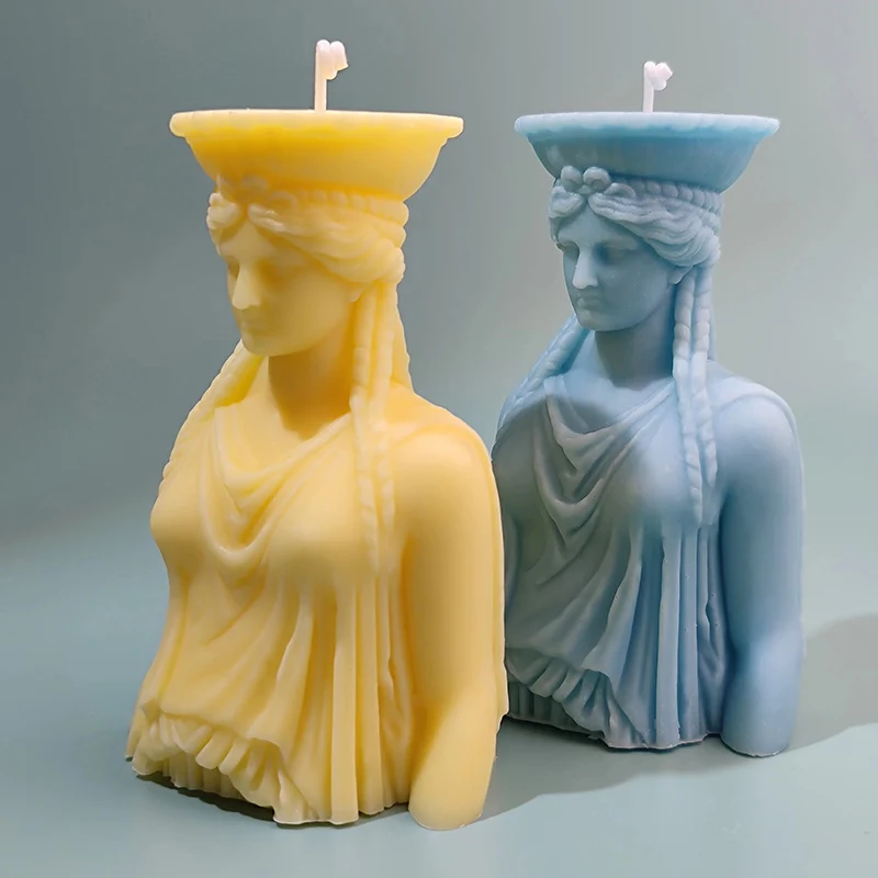 

Ancient Greek female half body sculpture candle mold aromatherapy gypsum home decoration