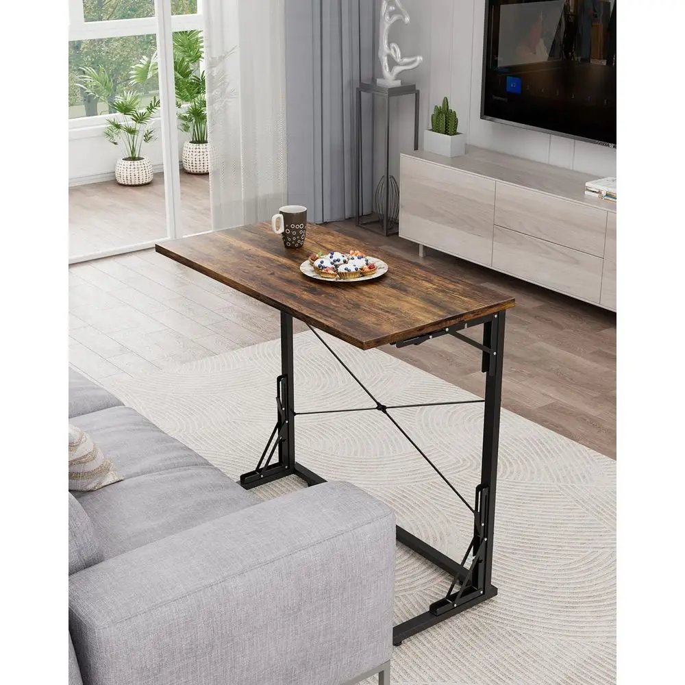 مكتب قابل للطي مقاس 31.5 بوصة، طاولة صينية تلفزيون قابلة للطي لتناول الطعام على الأريكة، صواني عشاء تلفزيون كبيرة جدًا، مكتب كتابة محمول قابل للطي للكمبيوتر #2