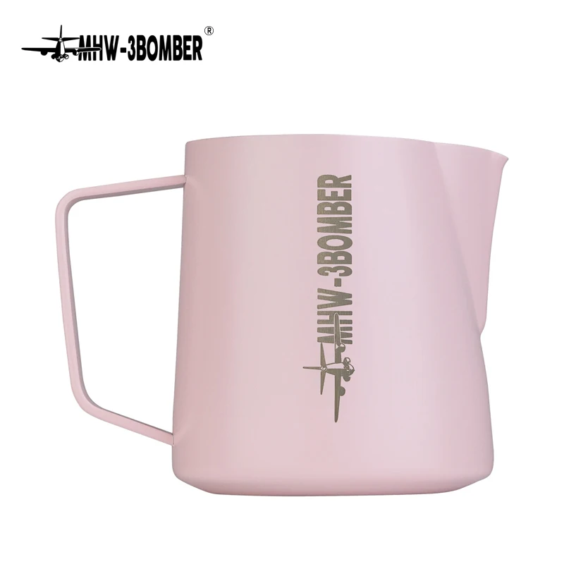 Jarra de espuma de leche rosa de MHW-3BOMBER, taza de vapor de 500/600ml, jarras de Latte Art, taza de café expreso de acero inoxidable,