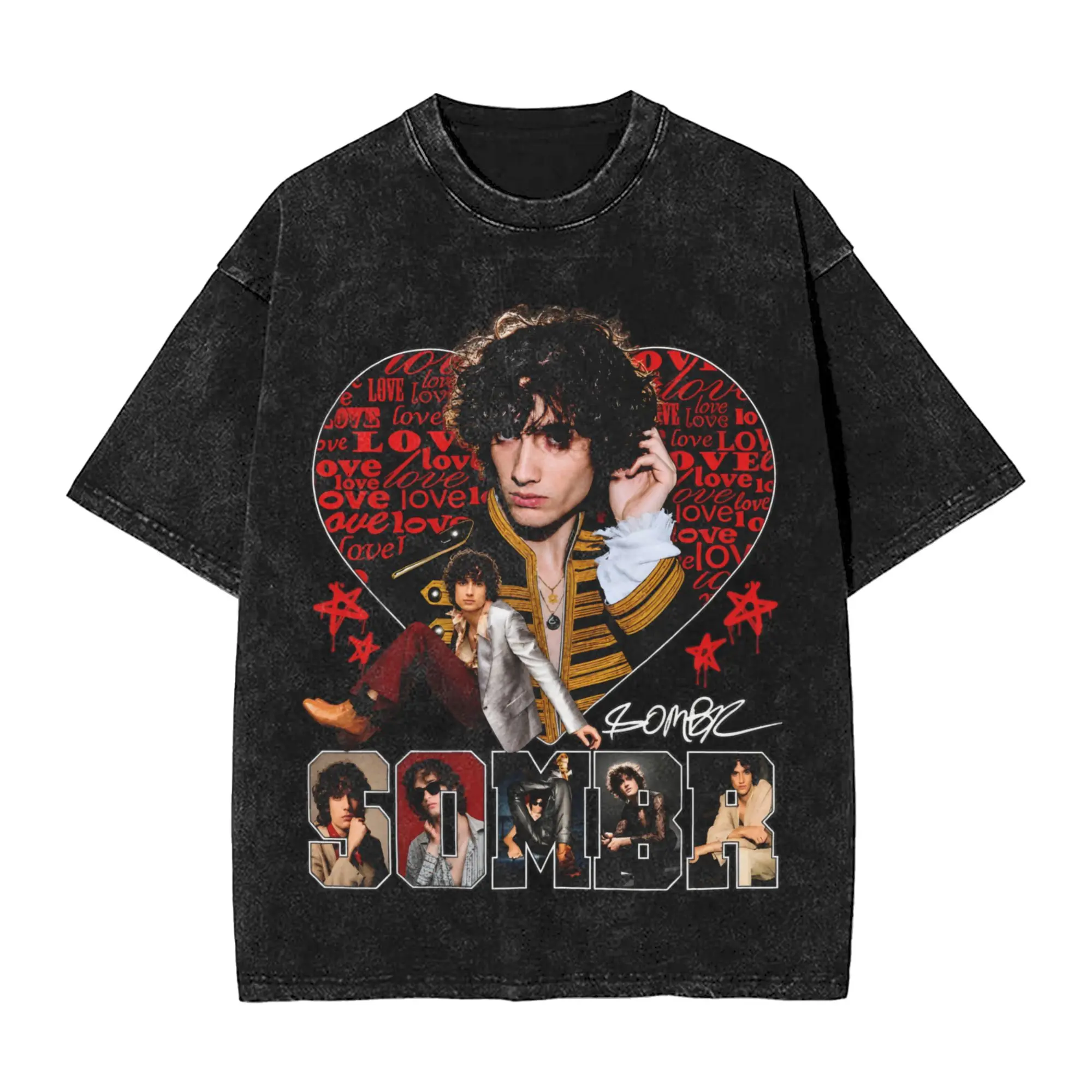 Graphic Printed Sombr Youare The Reason World Tour 2026-2027 Washed Shirt Outfit Oversize T-Shirts  for Men Women Tees