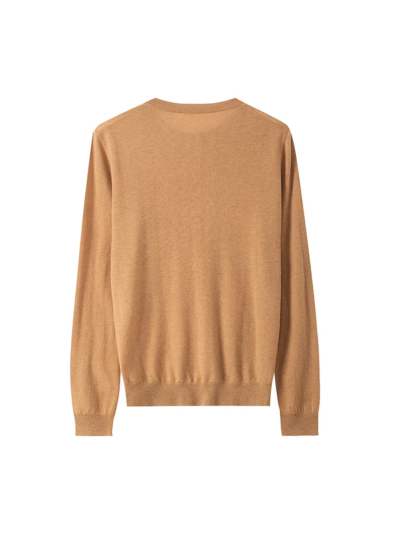 SuyaDream, Women Wool Pullovers, 100%Sheep Wool, Round Collar, Fine Yarn Plain Knit Sweaters, 2024 Fall Winter Basic Top