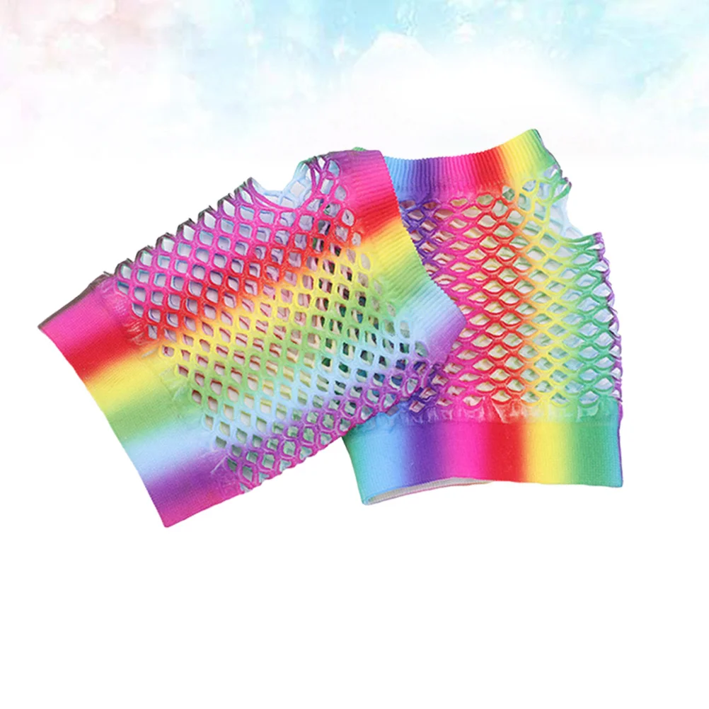 

1 Pair Colorful Short Gloves Nylon For Women Lightweight Elastic Suitable Birthday Party Cosplay Wedding Hip