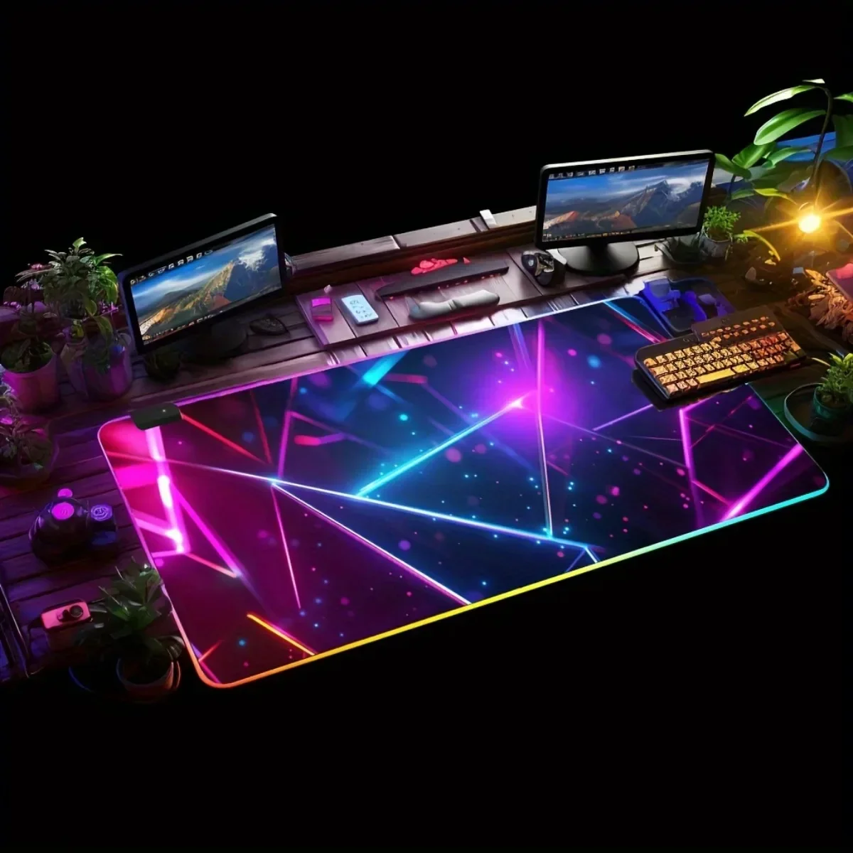 Smooth Extended RGB Gaming Mat Rubber Base Comfortable Non-Slip Touch Control Soft For Gamer Esports Pros Office Desk