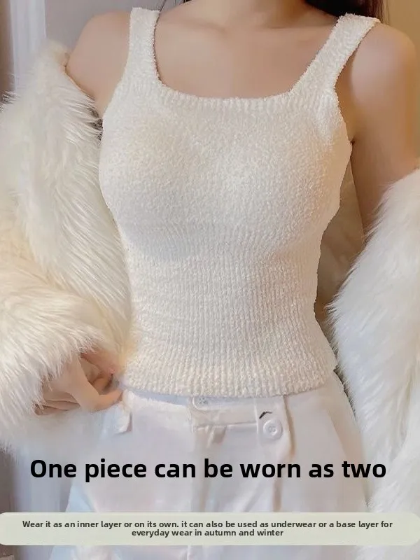 سترة داخلية حرارية نسائية من الصوف المبطن، ملابس داخلية دافئة عالية الجودة من القطن، تصميم ضيق للارتداء المنزلي واليومي