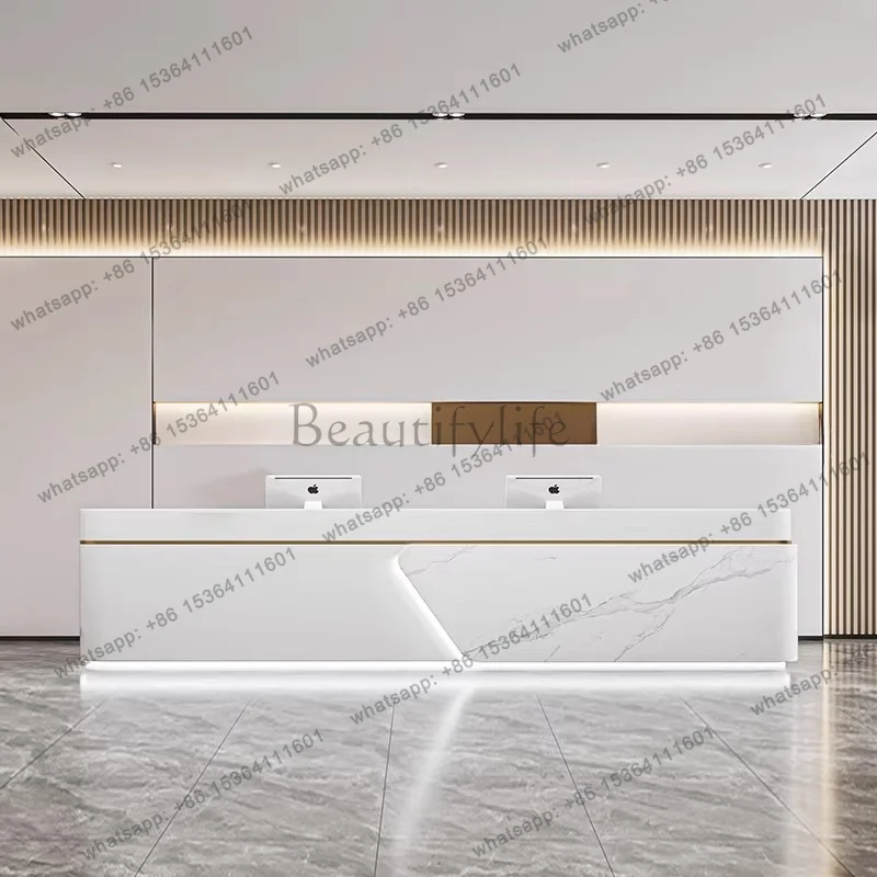

LJY Company Aesthetic Reception Desks European Minimalist Design Modern Reception Desks Luxury Simple Mostrador Trendy Furniture