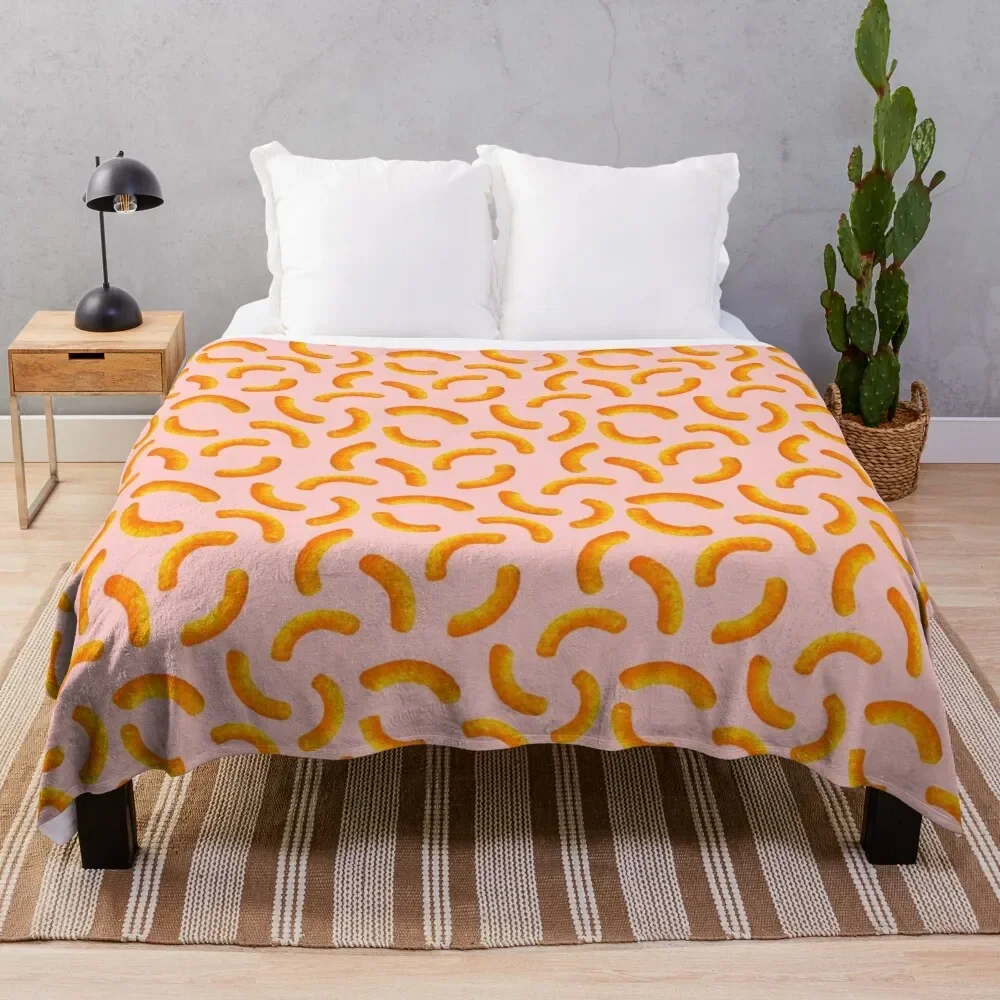 Cheese Puffs - Pink Throw Blanket Multi-Purpose Blankets Sofas Of Decoration Bed covers Blankets